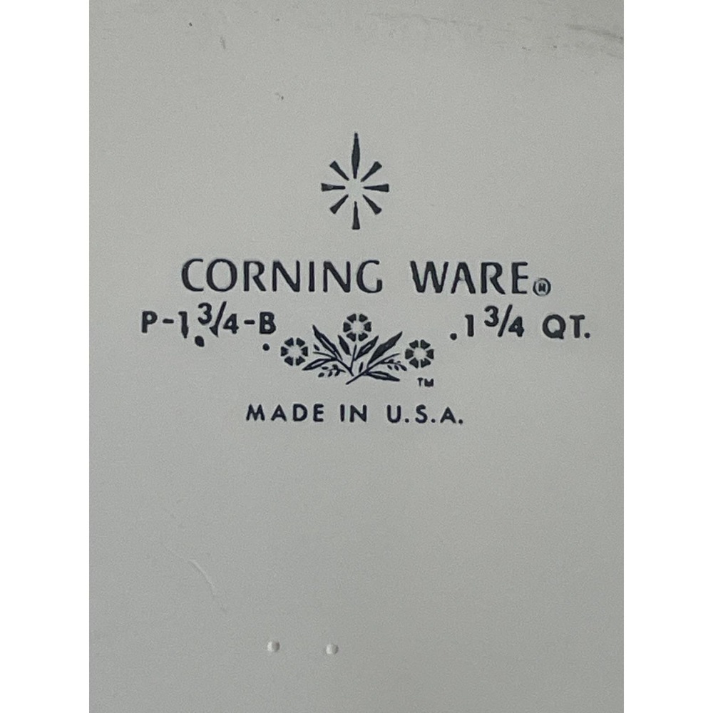 Vintage 69-72 Corning Ware 1.75 Quart Casserole Dish Blue Cornflower P-1 3/4-B - Picture 2 of 12
